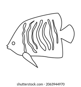 Tropical fish vector outline icon. Vector illustration exotic aunafish on white background. Isolated outline illustration icon of tropical fish .