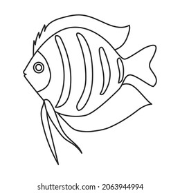 Tropical fish vector outline icon. Vector illustration exotic aunafish on white background. Isolated outline illustration icon of tropical fish .