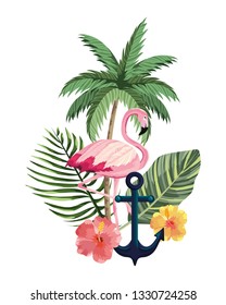 tropical flamingo cartoon