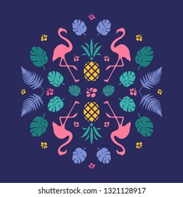 Tropical Flamingo Decoration. Vector.