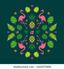 Tropical Flamingo Decoration. Vector.