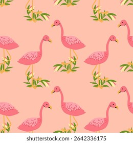 Diseño de patrón de flamenco tropical para decoración y artesanías de verano.
