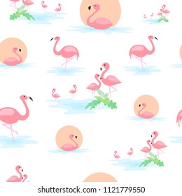 Tropical flamingo seamless pattern