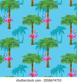 tropical flamingo seamless pattern summer Hawaii designs  
