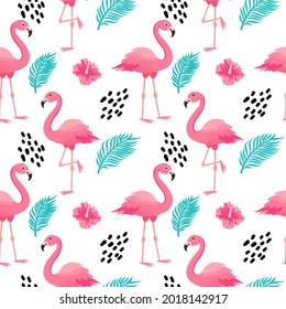 Tropical flamingo seamless pattern,pink flamingo vector pattern.