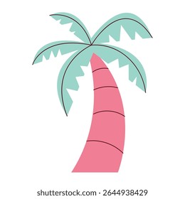 Tropical Flat Style Beach Palm Tree Illustration