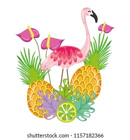 tropical flemish and exotic fruits with plants