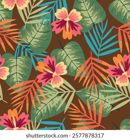 tropical floral abstract contemporary seamless pattern. 
