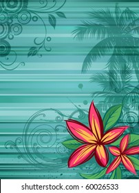 Tropical Floral Background With Frangipani Flowers