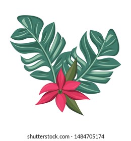 tropical floral botanical environment, beautiful spring flower cartoon vector illustration graphic design