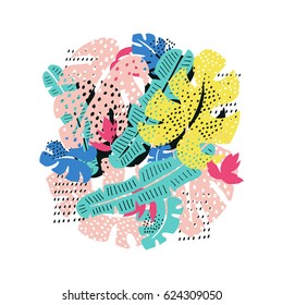 Tropical floral card. Vector background 