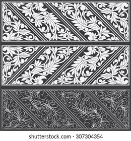 Tropical Floral Carving Pattern. Vector Illustration Layered. Seamless Pattern Background With Decorative Floral Elements.