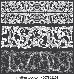 Tropical Floral Carving Pattern. Vector Illustration Layered. Seamless Pattern Background With Decorative Floral Elements.
