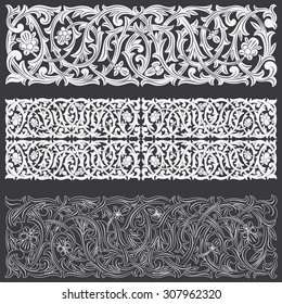 Tropical Floral Carving Pattern. Vector Illustration Layered. Seamless Pattern Background With Decorative Floral Elements.