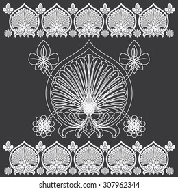 Tropical Floral Carving Pattern. Vector Illustration Layered. Seamless Pattern Background With Decorative Floral Elements.