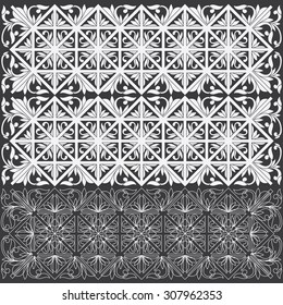 Tropical Floral Carving Pattern. Vector Illustration Layered. Seamless Pattern Background With Decorative Floral Elements.