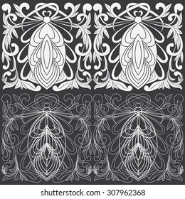 Tropical Floral Carving Pattern. Vector Illustration Layered. Seamless Pattern Background With Decorative Floral Elements.