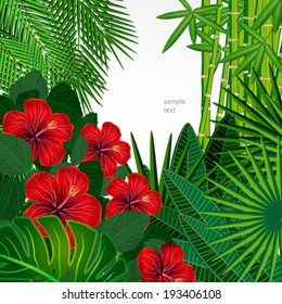 Tropical floral design background.