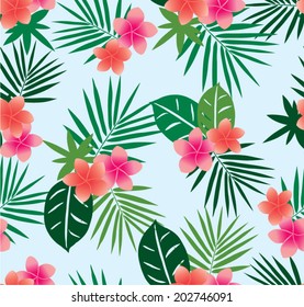 Tropical Floral And Foliage Seamless Pattern