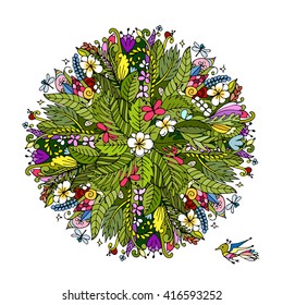 Tropical floral frame for your design