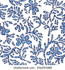 Tropical floral Hawaiian pattern design with repeat and texture.