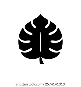 Tropical floral leaf glyph icon