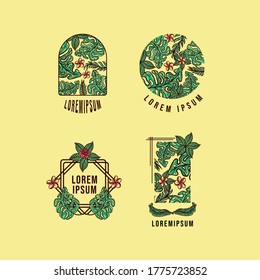 plantilla de logotipo de hoja floral tropical 