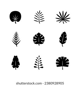 Tropical floral leaves glyph icon