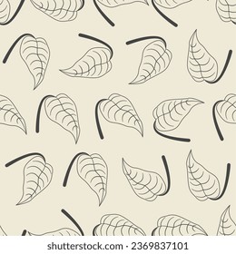 Tropical floral line art seamless pattern. Suitable for backgrounds, wallpapers, fabrics, textiles, wrapping papers, printed materials, and many more.