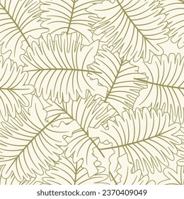 Tropical floral line art seamless pattern. Suitable for backgrounds, wallpapers, fabrics, textiles, wrapping papers, printed materials, and many more.