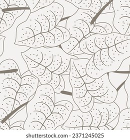 Tropical floral line art seamless pattern. Suitable for backgrounds, wallpapers, fabrics, textiles, wrapping papers, printed materials, and many more.