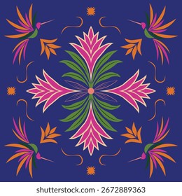 Tropical floral pattern botanic bromelia