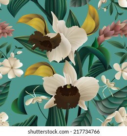 Tropical Floral Seamless Pattern.