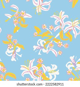 Tropical Floral seamless pattern background for fashion textiles, graphics, backgrounds and crafts