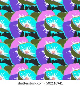 Tropical floral seamless pattern with multicolored flowers. Abstract floral vector background.