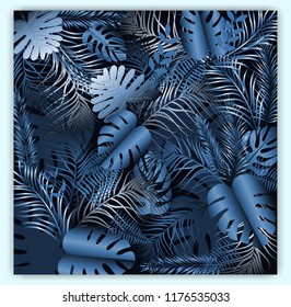 Tropical floral seamless vector pattern background.