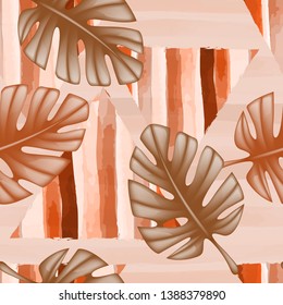 Tropical floral summer seamless pattern palm leaves.Texture, floral design, tropical background, summer time, summer beach party print. Cover, packaging, mobile phone case,cloth, wallpaper. Eps10 Vector