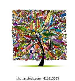 Tropical floral tree for your design
