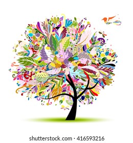 Tropical floral tree for your design