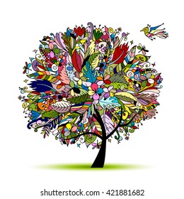 Tropical floral tree for your design