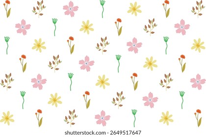 Tropical floral vector pattern featuring detailed hibiscus flowers and monstera leaves. Seamless design for fabric, stationery, and digital backgrounds.