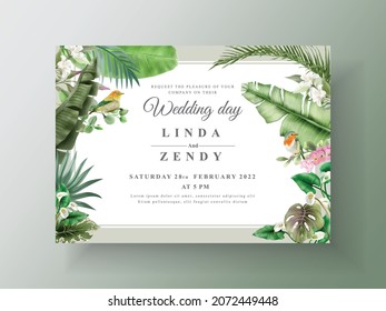 Tropical floral wedding invitation templates