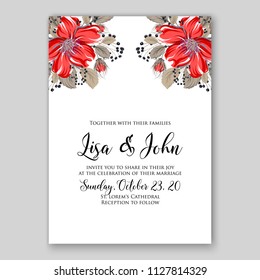 Tropical floral wedding invitation vector card template hibiscus aloha luau hawaii summer