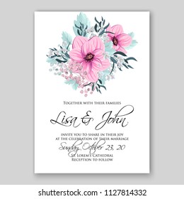 Tropical floral wedding invitation vector card template hibiscus aloha luau hawaii summer