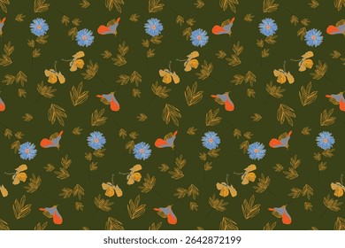 Tropical florals accented with rich gold details for vibrant summer resort branding, textiles, and party decor.