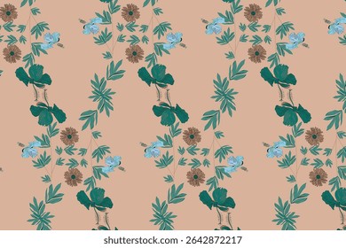 Tropical florals accented with rich gold details for vibrant summer resort branding, textiles, and party decor. 