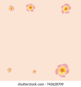 Tropical flower Background. Floral design Pattern. Gentle Floral Frame. Modern simple style. Romantic Design. Greeting Card, Invitation. Confetti Fall. Chaotic Decor. Modern Creative Pattern. Vector