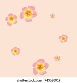 Tropical flower Background. Floral design Pattern. Gentle Floral Frame. Modern simple style. Romantic Design. Greeting Card, Invitation. Confetti Fall. Chaotic Decor. Modern Creative Pattern. Vector