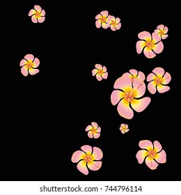 Tropical flower Background. Floral design Pattern. Gentle Floral Frame. Modern simple style. Romantic Design. Greeting Card, Invitation. Chaotic Decor. Modern Creative Pattern. Vector