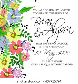 Tropical flower, blossom cluster pattern . Beautiful background with tropical flowers and palm leaves, plant and leaf.